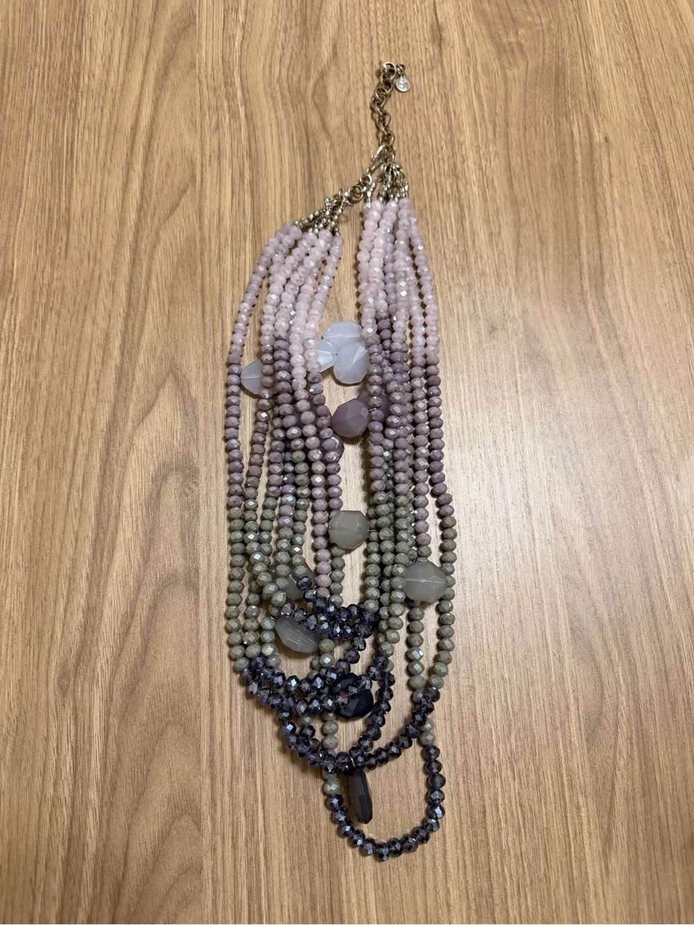 Sassy Jones Multi-Strand Pink to Gray Beaded Necklace